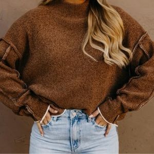 Size large Brown chenille reverse seam sweater
